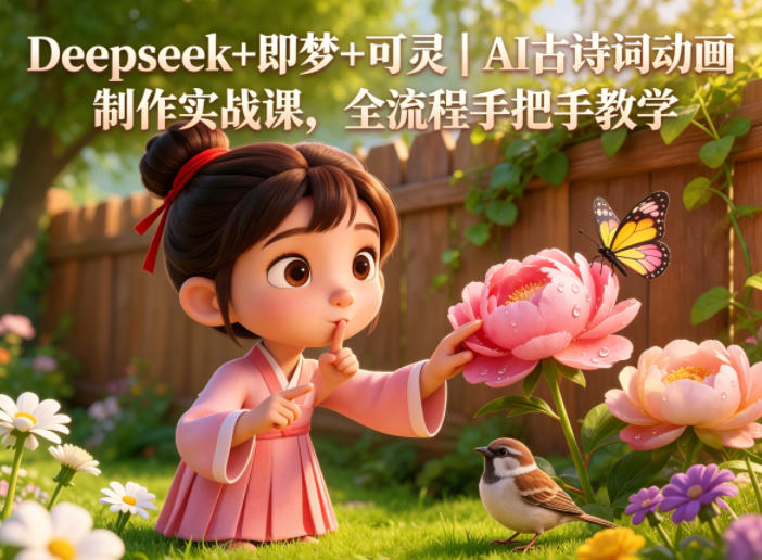 Deepseek+即梦+可灵｜AI古诗词动画制作实战课，全流程手把手教学-我爱项目网