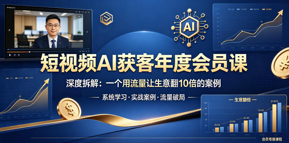 短视频AI获客年度会员课，深度拆解，一个用流量让生意翻10倍的案例-我爱项目网