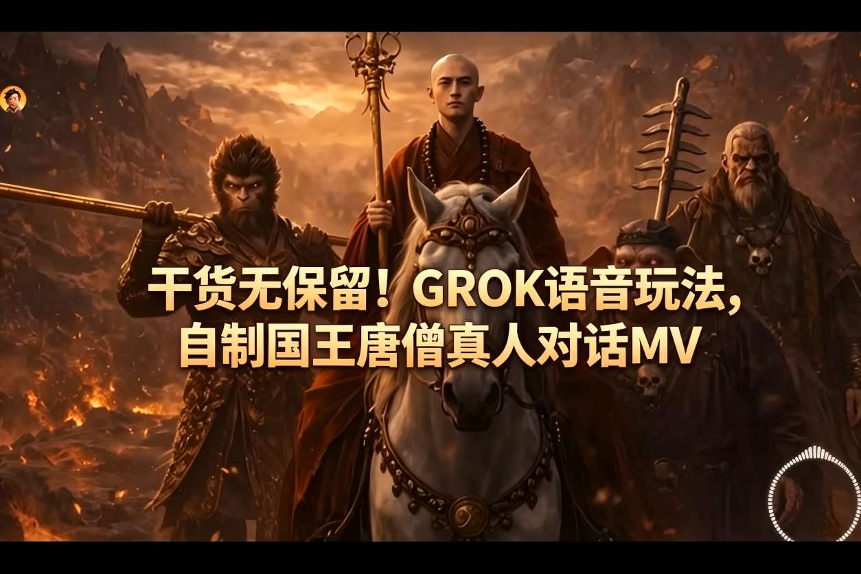干货无保留！GROK语音玩法，自制国王唐僧真人对话MV-我爱项目网