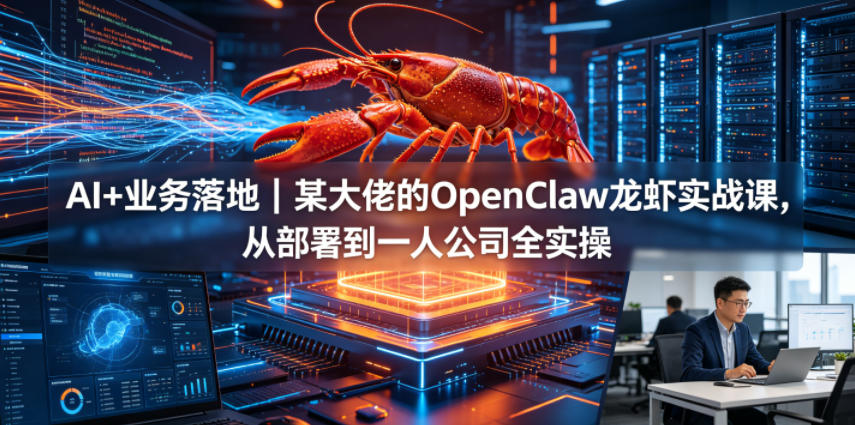 AI+业务落地｜某大佬的OpenClaw小龙虾实战课，从部署到一人公司全实操-我爱项目网
