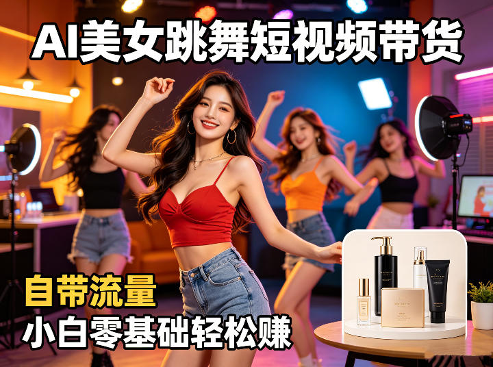 AI美女跳舞短视频带货：自带流量，小白零基础轻松賺，详细拆解-我爱项目网