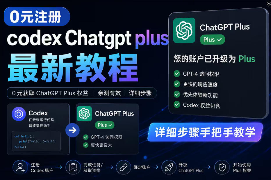 0元全自动注册codex gpt plus最新教程，0元获取GPT Plus权益，手把手详细教学-我爱项目网