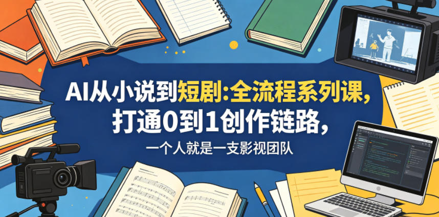 AI从小说到短剧全流程系列课，打通0到1创作链路，一个人就是一支影视团队-我爱项目网
