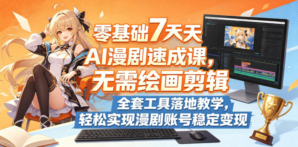 零基础7天AI漫剧速成课，无需绘画剪辑，全套工具落地教学，轻松实现漫剧账号稳定变现-我爱项目网