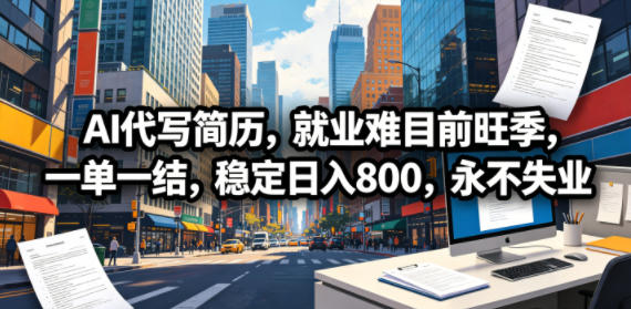 AI代写简历，就业难目前旺季，一单一结，稳定日入800，永不失业-我爱项目网