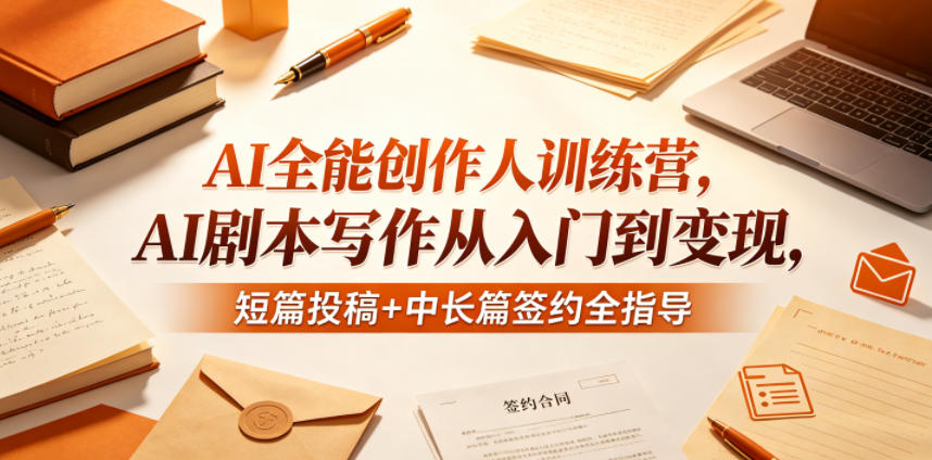 AI全能创作人训练营，AI剧本写作从入门到变现，短篇投稿+中长篇签约全指导-我爱项目网