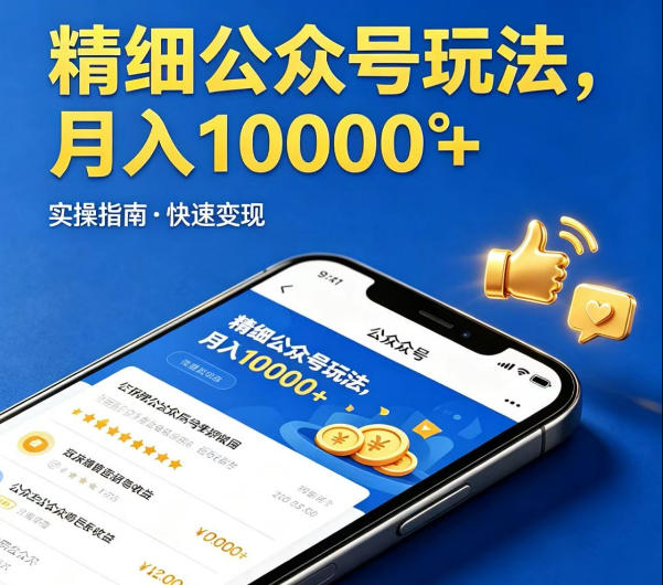 精细化公众号玩法，我们给你提供文章，你来负责发布，收益可观，月入1W+【揭秘】-我爱项目网
