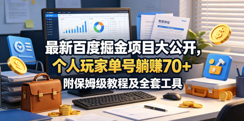 最新百度掘金项目大公开，个人玩家单号躺賺70+，附保姆级教程及全套工具【揭秘】-我爱项目网