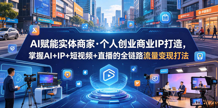 AI赋能实体商家·个人创业商业IP打造，掌握AI+IP+短视频+直播的全链路流量变现打法-我爱项目网
