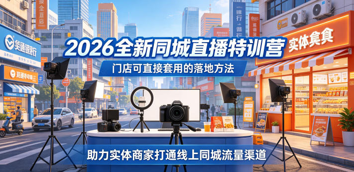 2026全新同城直播特训营，门店可直接套用的落地方法，助力实体商家打通线上同城流量渠道-我爱项目网