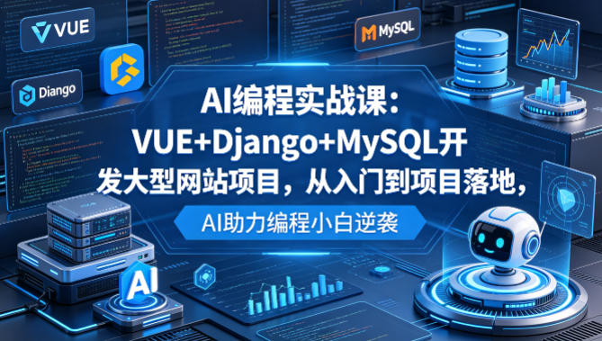 AI编程实战课：VUE+Django+MySQL开发大型网站项目，从入门到项目落地，AI助力编程小白逆袭-我爱项目网
