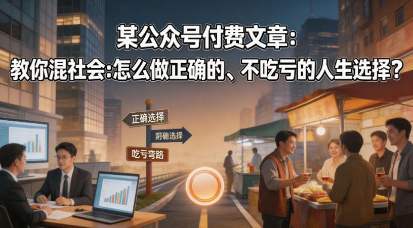 某公众号付费文章：教你混社会：怎么做正确的、不吃亏的人生选择？-我爱项目网