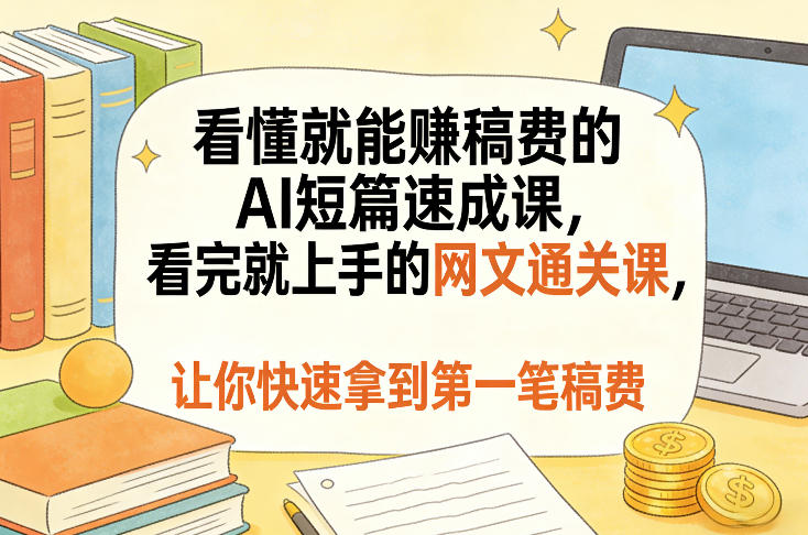 看懂就能賺稿费的AI短篇速成课，看完就上手的网文通关课，让你快速拿到第一笔稿费（更新5月）-我爱项目网