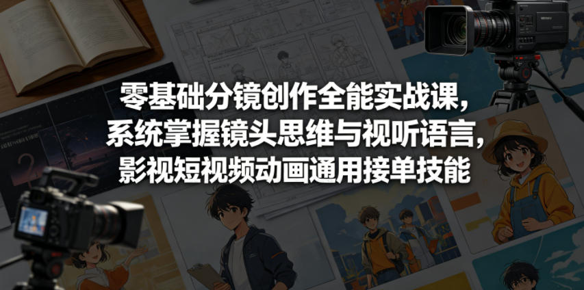 零基础分镜创作全能实战课，系统掌握镜头思维与视听语言，影视短视频动画通用接单技能-我爱项目网