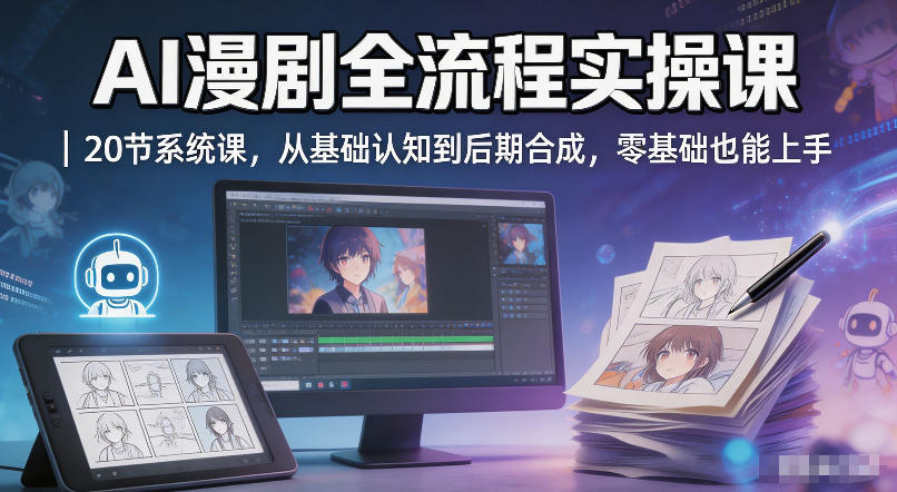 AI漫剧全流程实操课｜20节系统课，从基础认知到后期合成，零基础也能上手-我爱项目网