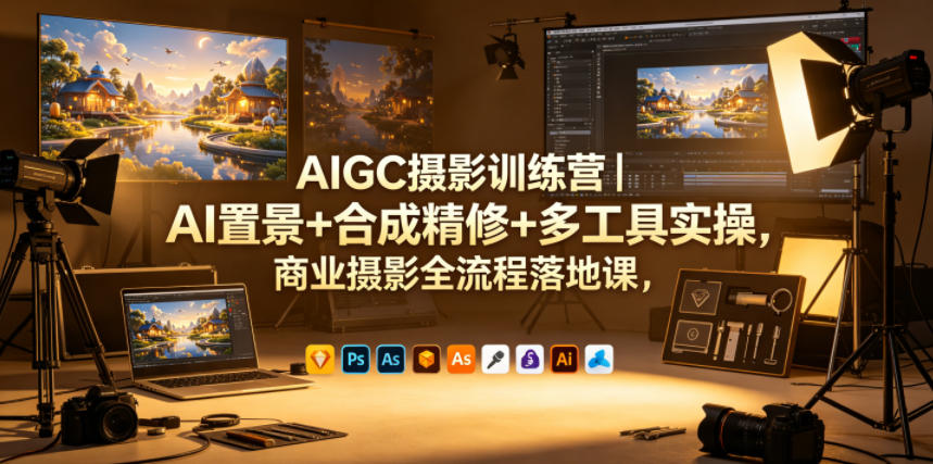 AIGC摄影训练营｜AI置景+合成精修+多工具实操，商业摄影全流程落地课-我爱项目网