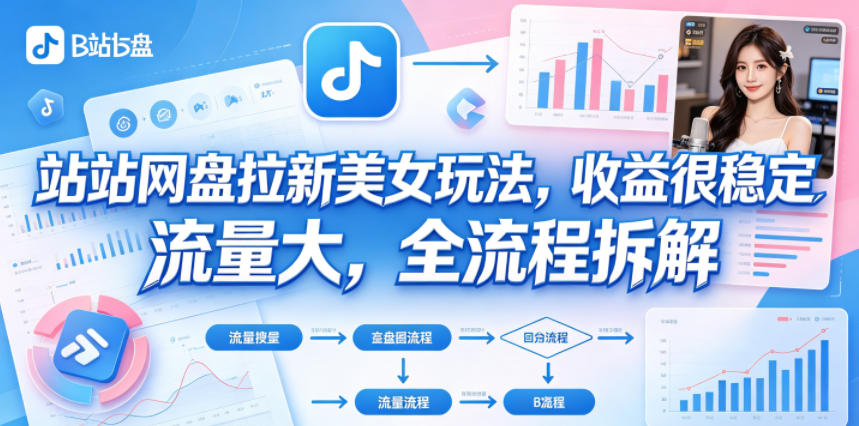 B站网盘拉新美女玩法，收益很稳定，流量大，全流程拆解-我爱项目网