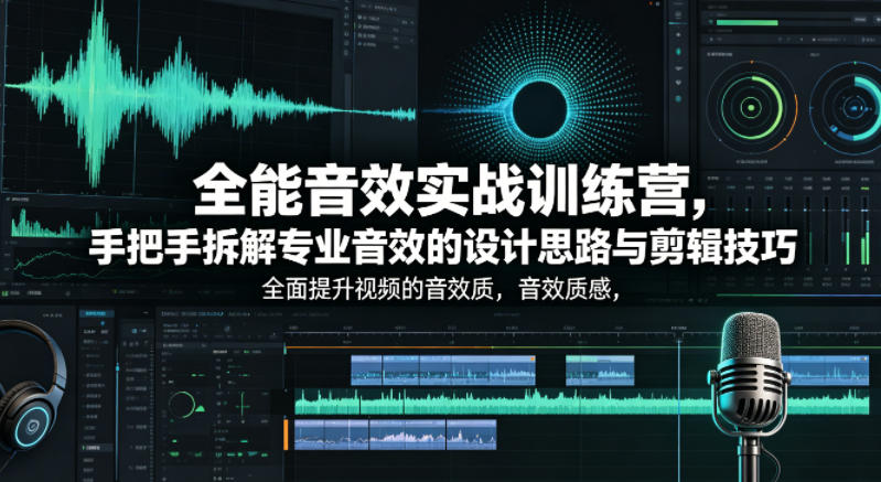 全能音效实战训练营，手把手拆解专业音效的设计思路与剪辑技巧，全面提升视频的音效质感-我爱项目网
