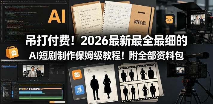 吊打付费！2026最新最全最细的AI短剧制作保姆级教程！附全部资料包-我爱项目网