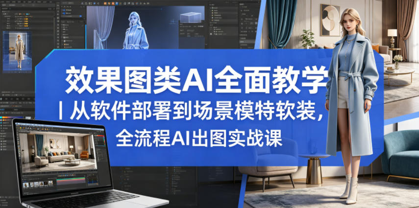 效果图类AI全面教学｜从软件部署到场景模特软装，全流程AI出图实战课-我爱项目网