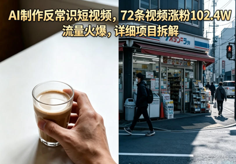 AI制作反常识短视频，72条视频涨粉102.4W，流量火爆，详细项目拆解-我爱项目网