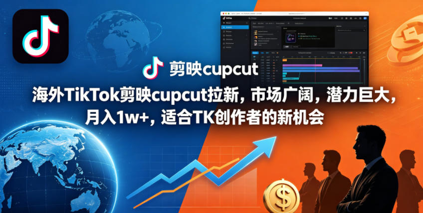 海外TikTok剪映cupcut拉新，市场广阔，潜力巨大，月入1w+，适合TK创作者的新机会-我爱项目网