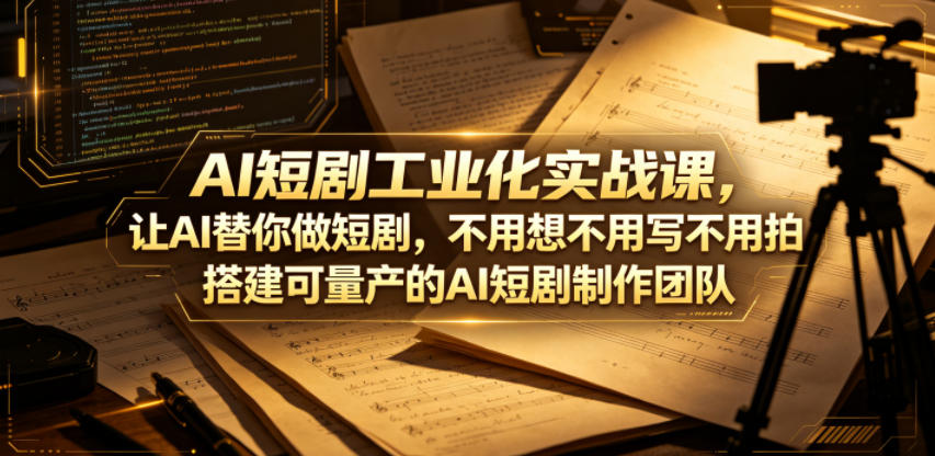 AI短剧工业化实战课，让AI替你做短剧，不用想不用写不用拍，搭建可量产的AI短剧制作团队-我爱项目网