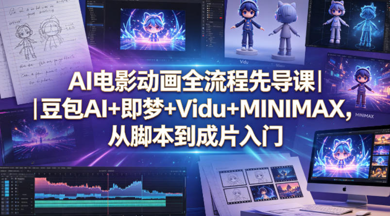 AI电影动画全流程先导课｜豆包AI+即梦+Vidu+MINIMAX，从脚本到成片入门-我爱项目网