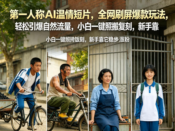 第一人称AI温情短片，全网刷屏爆款玩法，轻松引爆自然流量，小白一键照搬复刻，新手靠它稳步涨粉-我爱项目网