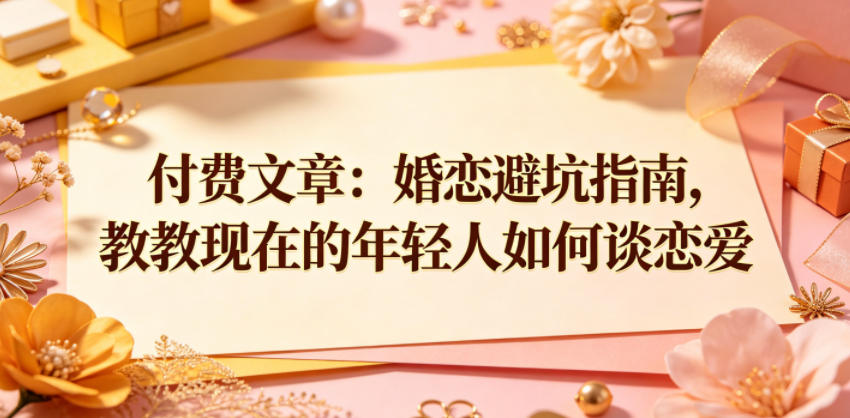 付费文章：婚恋避坑指南，教教现在的年轻人如何谈恋爱-我爱项目网