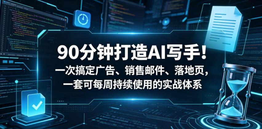 90分钟打造AI写手！一次搞定广告、销售邮件、落地页，一套可每周持续使用的实战体系【原创双语字幕】-我爱项目网