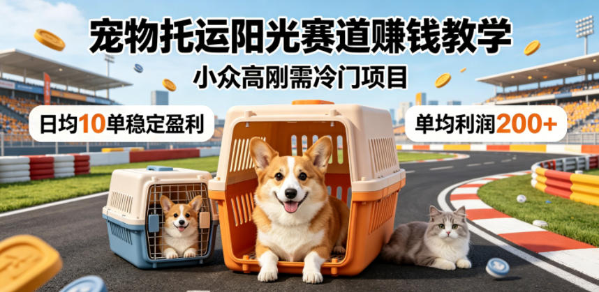 宠物托运阳光赛道賺钱教学，小众高刚需冷门项目，日均10单稳定盈利，单均利润200+-我爱项目网