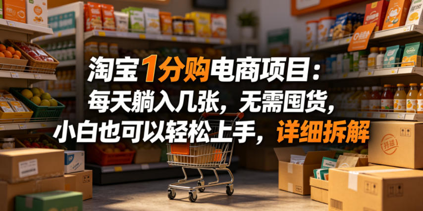 淘宝1分购电商项目：每天躺入几张，无需囤货，小白也可以轻松上手，详细拆解-我爱项目网
