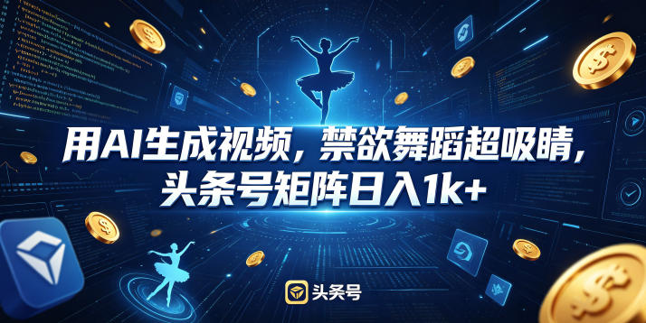 用AI生成视频，禁欲舞蹈超吸睛，头条号矩阵日入1k+-我爱项目网
