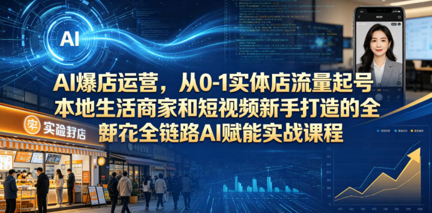 AI爆店运营，从0-1实体店流量起号，本地生活商家和短视频新手打造的全链路AI赋能实战课程-我爱项目网