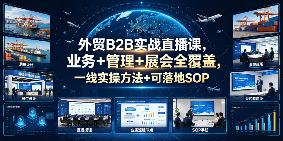 外贸B2B实战直播课,业务+管理+展会全覆盖,一线实操方法+可落地SOP-我爱项目网