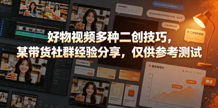 好物视频多种二创技巧，某带货社群经验分享，仅供参考测试-我爱项目网