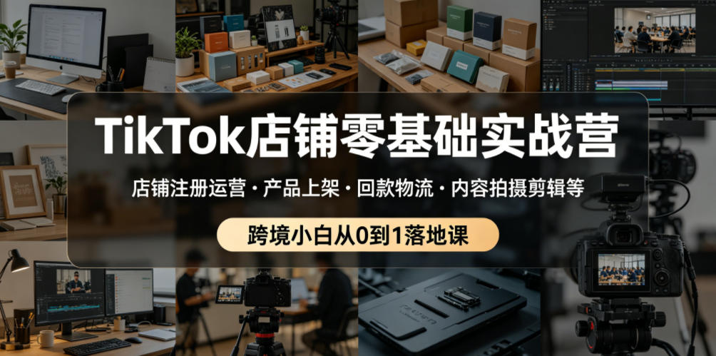 TikTok店铺零基础实战营，店铺注册运营・产品上架・回款物流・内容拍摄剪辑等 ，跨境小白从0到1落地课-我爱项目网