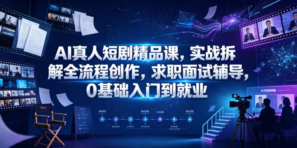AI真人短剧精品课，实战拆解全流程创作，求职面试辅导，0基础入门到就业-我爱项目网