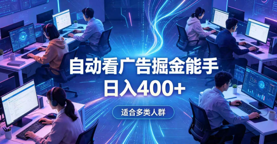 全脚本0基础自动看广告，单日收益400+，别再找高门槛副业，项目简单上手，收益看得见，没有复杂操作，AI全自动，设置一次全天自动跑收益【揭秘】-我爱项目网