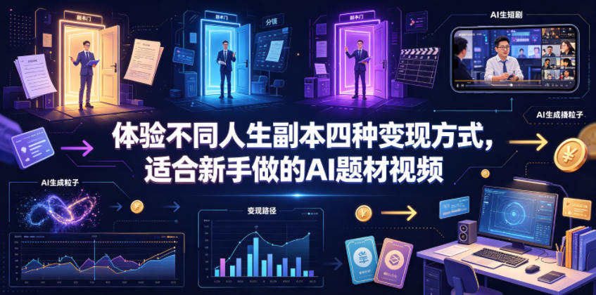 体验不同人生副本四种变现方式，适合新手做的AI题材视频-我爱项目网
