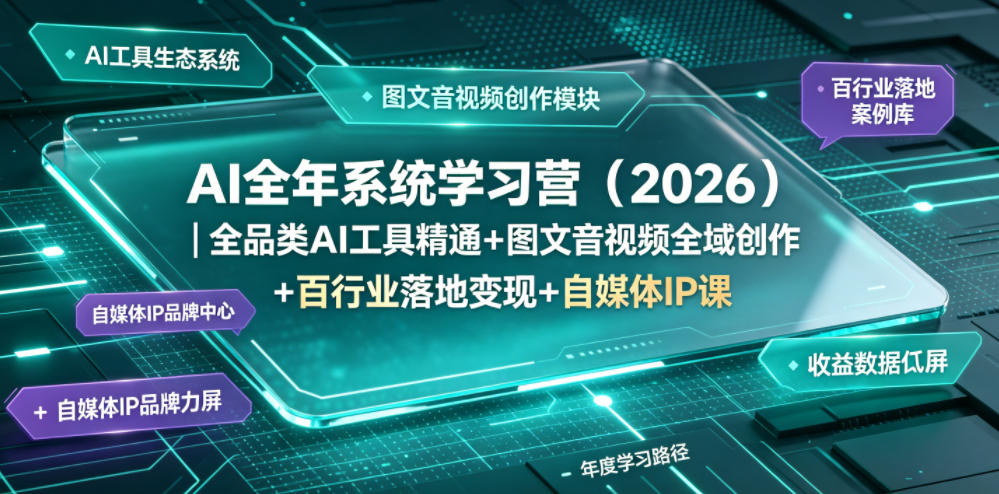 AI全年系统学习营（2026）｜全品类AI工具精通+图文音视频全域创作+百行业落地变现+自媒体IP打造年度进阶大课-我爱项目网