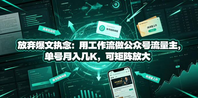 放弃爆文执念：用工作流做公众号流量主，单号月入几K，可矩阵放大-我爱项目网