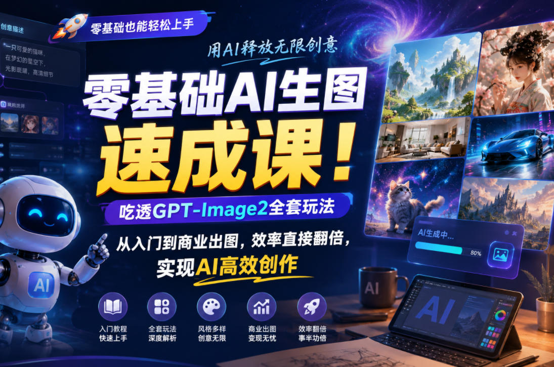 零基础AI生图速成课！吃透GPT-Image2全套玩法，从入门到商业出图，效率直接翻倍，实现AI高效创作-我爱项目网