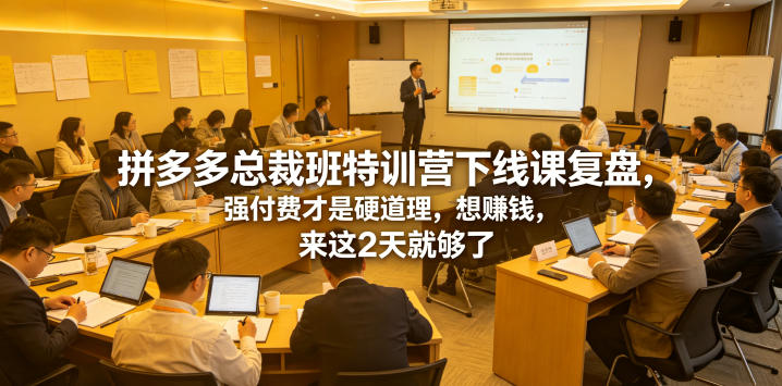 拼多多总裁班特训营下线课复盘,强付费才是硬道理,想賺钱,来这2天就够了-我爱项目网