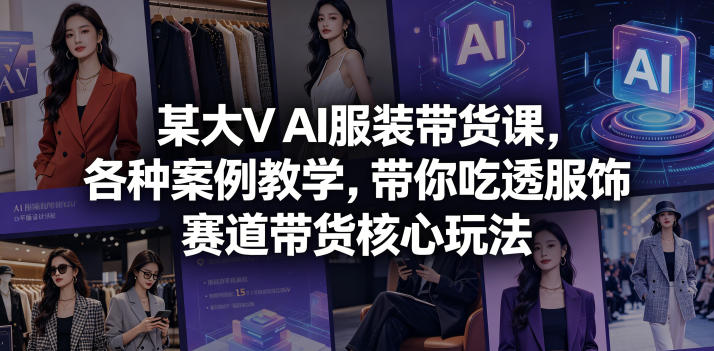 某大V AI服装带货课，各种案例教学，带你吃透服饰赛道带货核心玩法-我爱项目网
