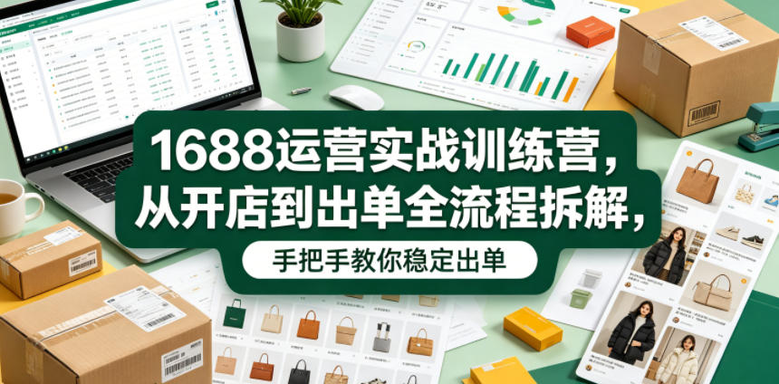 1688运营实战训练营，从开店到出单全流程拆解，手把手教你稳定出单-我爱项目网