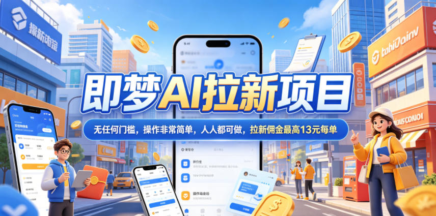 2026年即梦AI拉新项目最新玩法，无任何门槛，操作非常简单，人人都可做，拉新佣金最高13米每单（更新6月24日）-我爱项目网