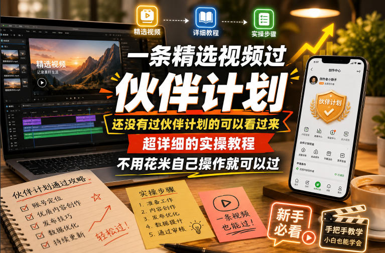 一条精选视频过伙伴计划，还没有过伙伴计划的可以看过来，超详细的实操教程，不用花米自己操作就可以过-我爱项目网