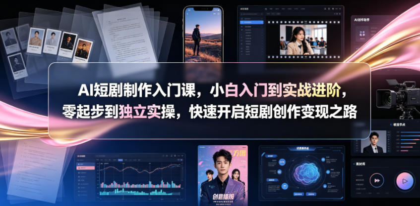 AI短剧制作入门课，小白入门到实战进阶，零起步到独立实操，快速开启短剧创作变现之路-我爱项目网